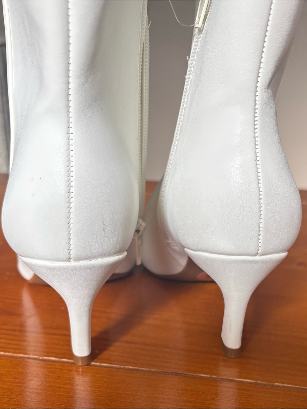 Stability Winter White Pointed Toe Ankle Boots - Women with inside zippers - Picture 3 of 7